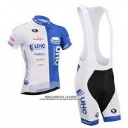 2014 Abbigliamento Ciclismo UHC Bianco e Celeste Manica Corta e Salopette