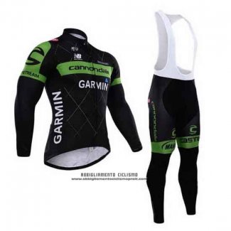 2015 Abbigliamento Ciclismo Cannondale Verde e Nero Manica Lunga e Salopette