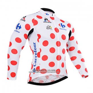 2015 Abbigliamento Ciclismo Tour de France Bianco e Rosso Manica Lunga e Salopette