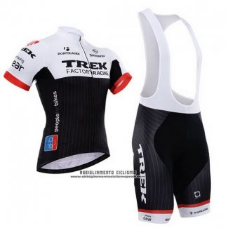 2015 Abbigliamento Ciclismo Trek Factory Racing Factory Racing Bianco e Nero Manica Corta e Salopette