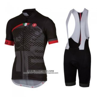 2016 Abbigliamento Ciclismo Castelli Rosso Nero Manica Corta e Salopette