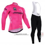 2016 Abbigliamento Ciclismo Giro d'Italia Rosa e Bianco Manica Lunga e Salopette