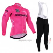 2016 Abbigliamento Ciclismo Giro d'Italia Rosa e Bianco Manica Lunga e Salopette