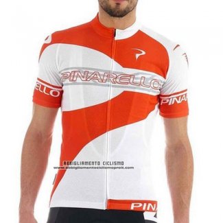 2016 Abbigliamento Ciclismo Pinarello Bianco e Arancione Manica Corta e Salopette