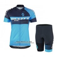 2016 Abbigliamento Ciclismo Scott Nero e Blu Manica Corta e Salopette