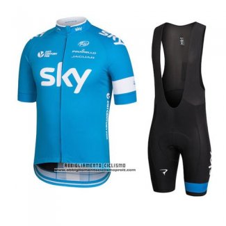 2016 Abbigliamento Ciclismo Sky Celeste e Bianco Manica Corta e Salopette