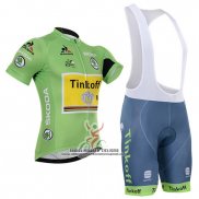 2016 Abbigliamento Ciclismo Tinkoff Lider Verde e Nero Manica Corta e Salopette