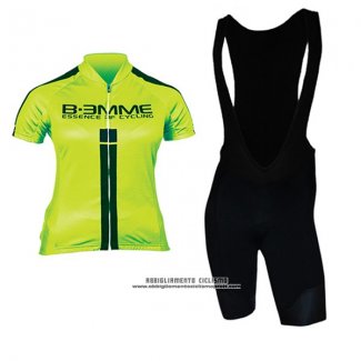 2017 Abbigliamento Ciclismo Donne Biemme Verde e Nero Manica Corta e Salopette