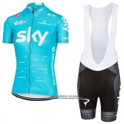 2017 Abbigliamento Ciclismo Donne Sky Celeste Manica Corta e Salopette