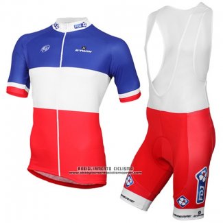 2017 Abbigliamento Ciclismo FDJ Blu Campione Francia Manica Corta e Salopette