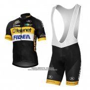 2017 Abbigliamento Ciclismo Telenet Fidea Lions Nero Manica Corta e Salopette