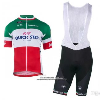 2018 2019 Abbigliamento Ciclismo Quick Step Floors Campione Italia Manica Corta e Salopette