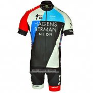 2018 Abbigliamento Ciclismo Axeon Hagens Berman Blu Nero Manica Corta e Salopette