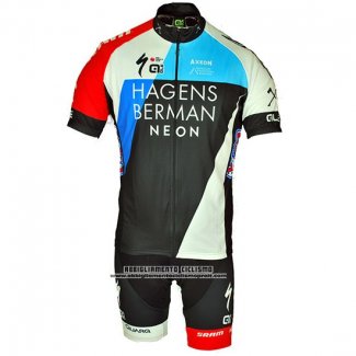 2018 Abbigliamento Ciclismo Axeon Hagens Berman Blu Nero Manica Corta e Salopette