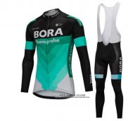 2018 Abbigliamento Ciclismo Bora Verde e Nero Manica Lunga e Salopette