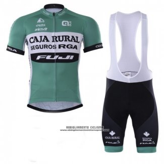 2018 Abbigliamento Ciclismo Caja Rural Verde Bianco Manica Corta e Salopette