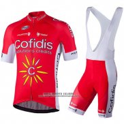 2018 Abbigliamento Ciclismo Confidis Rosso Manica Corta e Salopette