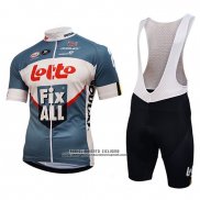 2018 Abbigliamento Ciclismo Lotto Fix All Bianco Blu Manica Corta e Salopette