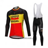 2018 Abbigliamento Ciclismo Lotto Soudal Nero e Giallo Manica Lunga e Salopette