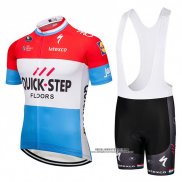 2018 Abbigliamento Ciclismo Quick Step Floors Rosso Bianco Blu Manica Corta e Salopette