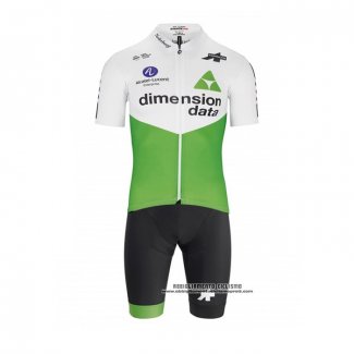 2019 Abbigliamento Ciclismo Dimension Data Verde Bianco Manica Corta e Salopette