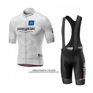 2019 Abbigliamento Ciclismo Giro d'Italia Bianco Manica Corta e Salopette