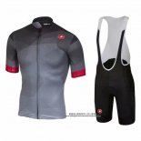 2020 Abbigliamento Ciclismo Castelli Rosso Grigio Manica Corta e Salopette