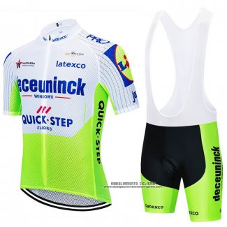 2020 Abbigliamento Ciclismo Deceuninck Quick Step Bianco Verde Manica Corta e Salopette