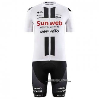 2020 Abbigliamento Ciclismo Sunweb Bianco Manica Corta e Salopette