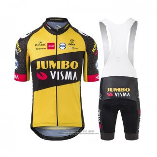 2021 Abbigliamento Ciclismo Jumbo Visma Giallo Manica Corta e Salopette