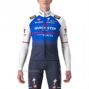 2022 Abbigliamento Ciclismo Deceuninck Quick Step Blu Bianco Manica Lunga e Salopette