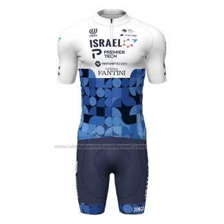 2022 Abbigliamento Ciclismo Israel Cycling Academy Blu Bianco Manica Corta e Salopette