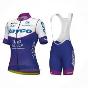 2023 Abbigliamento Ciclismo Donne Jayco Alula Viola Bianco Manica Corta e Salopette