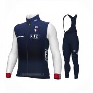 2023 Abbigliamento Ciclismo Francia Blu Bianco Manica Lunga e Salopette