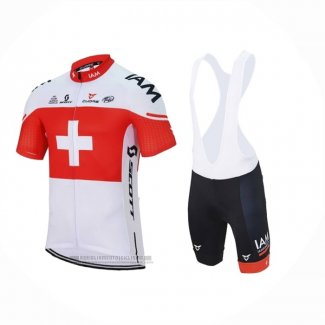 2023 Abbigliamento Ciclismo IAM Bianco Rosso Manica Corta e Salopette