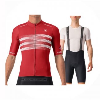 2024 Abbigliamento Ciclismo Castelli Rosso Blanco Manica Corta e Salopette