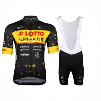 2024 Abbigliamento Ciclismo Lotto-Kern Haus Nero Giallo Manica Corta e Salopette