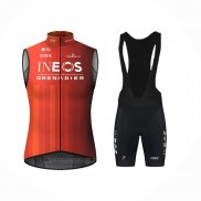 2024 Gilet Antivento Ineos Grenadiers Rosso Nero e Salopette