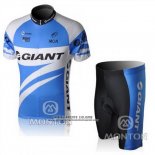 2010 Abbigliamento Ciclismo Giant Bianco e Celeste Manica Corta e Salopette