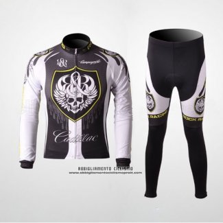 2010 Abbigliamento Ciclismo Rock Racing Argentato e Bianco Manica Lunga e Salopette