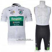 2011 Abbigliamento Ciclismo Europcar Lider Verde e Bianco Manica Corta e Salopette