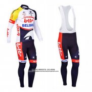 2013 Abbigliamento Ciclismo Lotto Belisol Viola e Bianco Manica Lunga e Salopette