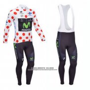 2013 Abbigliamento Ciclismo Movistar Lider Bianco e Rosso Manica Lunga e Salopette