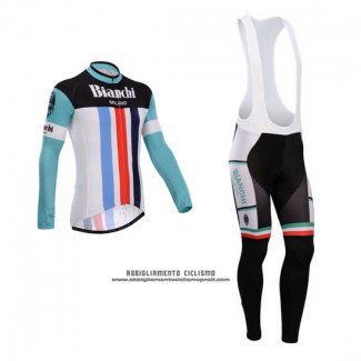 2014 Abbigliamento Ciclismo Bianchi Bianco e Verde Manica Lunga e Salopette