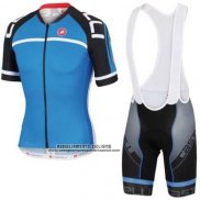 2016 Abbigliamento Ciclismo Castelli Nero e Blu Manica Corta e Salopette