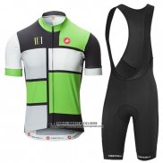 2016 Abbigliamento Ciclismo Castelli Verde e Nero Manica Corta e Salopette