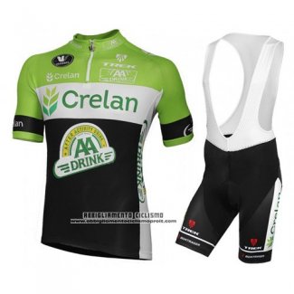 2016 Abbigliamento Ciclismo Crelan AA Verde e Nero Manica Corta e Salopette