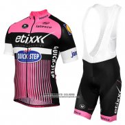 2016 Abbigliamento Ciclismo Etixx Quick Step Rosa e Nero Manica Corta e Salopette