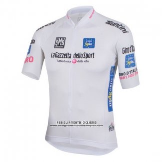 2016 Abbigliamento Ciclismo Giro d'Italia Bianco Manica Corta e Salopette