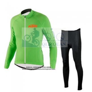 2016 Abbigliamento Ciclismo KTM Verde Manica Lunga e Salopette